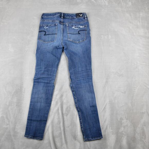American Eagle Jeans Womens 6 Reg 27x27 Hi-Rise Jegging Distressed Blue Denim - Picture 7 of 12